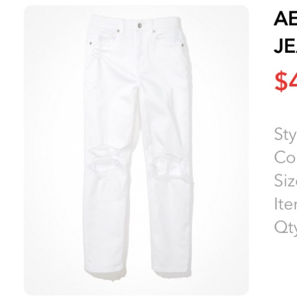 AE RIPPED MOM STRAIGHT JEANS High Rise size 2 Long